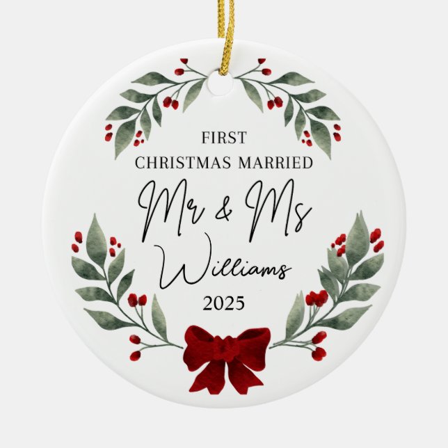 Primeiro Natal Como Ornamento Casado, Presente De  (Frente)