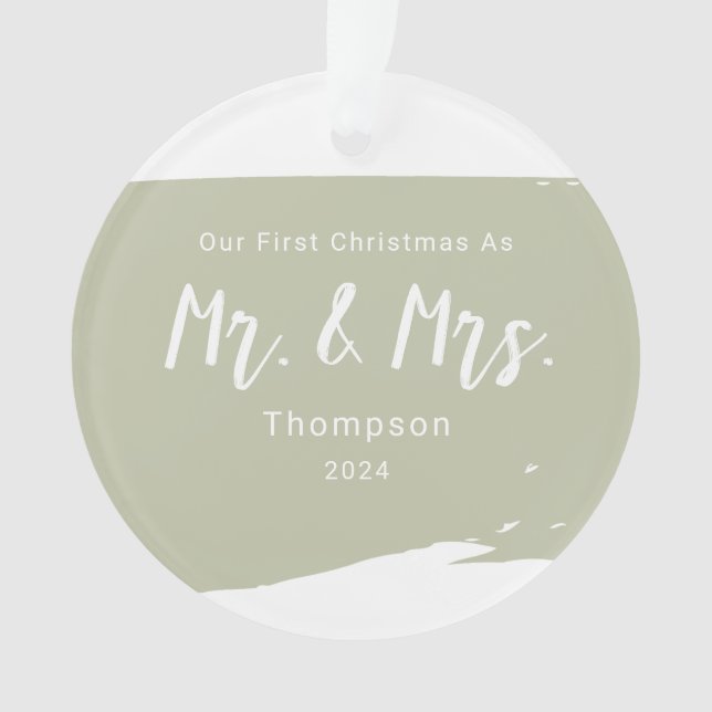 Primeiro Natal Como Ornamento Sr. e Sra. Acrylic (Frente)