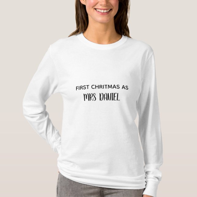 Primeiro Natal como Senhora Camisa Nome Personaliz (Frente)