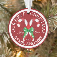 Primeiro Natal como Sr. e Sra. Ornamento Acrílico