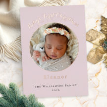 Primeiro Natal da Bebê Foto Personalizada Rosa Bon