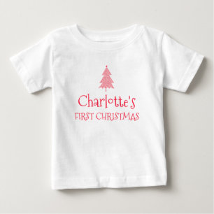 Primeiro Natal da Charlotte Bebê Camisa com Nome d