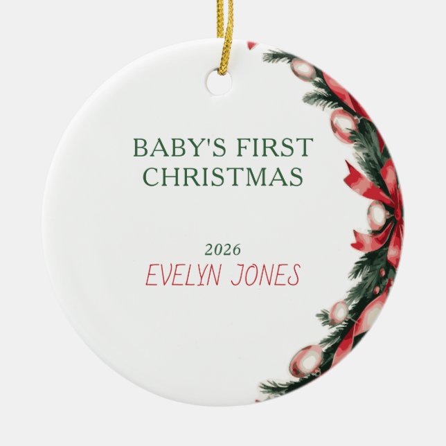 Primeiro Natal do Bebê Enfeite 2026 (Frente)