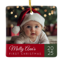 Primeiro Natal do Bebê enfeite de cerâmica