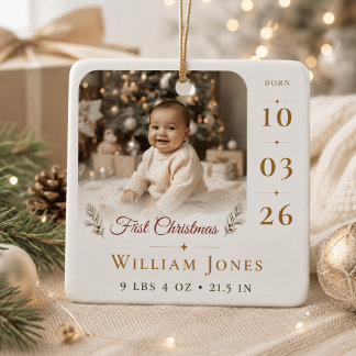 Primeiro Natal do Bebê Enfeite de Foto Personaliza