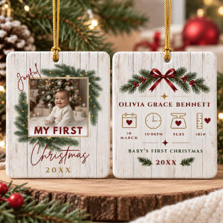 Primeiro Natal do Bebê Enfeite Personalizado com F
