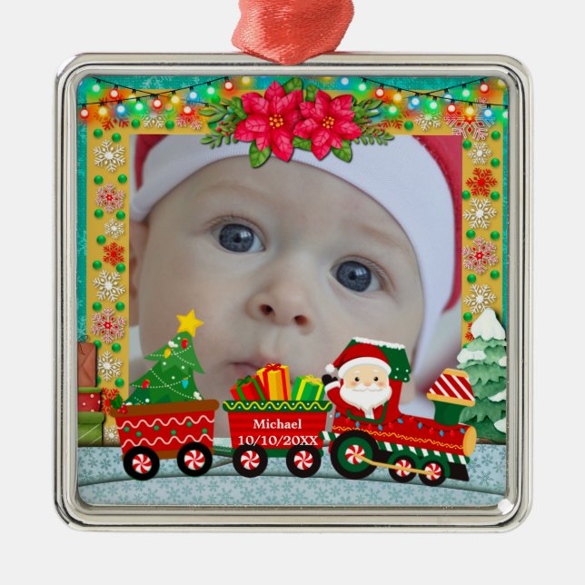 Primeiro Natal do Bebê Enfeite Personalizado com N (Frente)