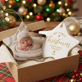 Primeiro Natal do Bebê Enfeite Personalizado com N