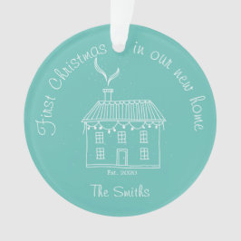 Primeiro Natal Em Nosso Novo Ornamento De Férias D