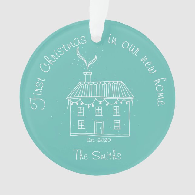 Primeiro Natal Em Nosso Novo Ornamento De Férias D (Frente)