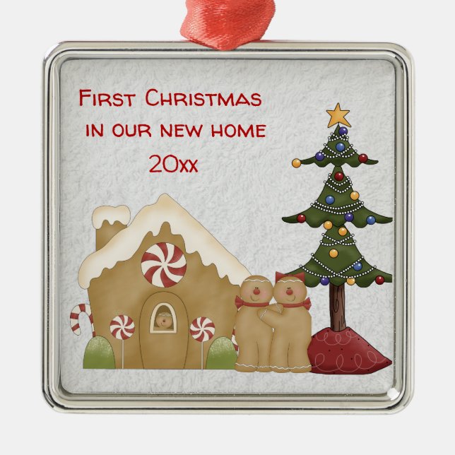 Primeiro Natal Em Nosso Novo Ornamento De Metal Do (Frente)