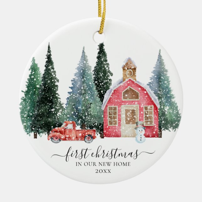 Primeiro Natal em nosso Novo Ornamento Doméstico (Frente)