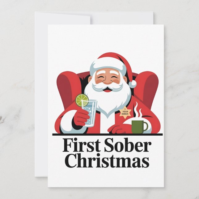 Primeiro Natal Sóbrio Papai Noel Sobriedade Xmas (Frente)