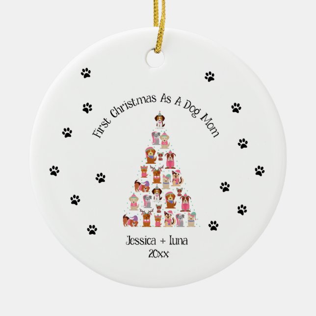 Primeiro Ornamento Pai de Cachorro de Natal (Frente)