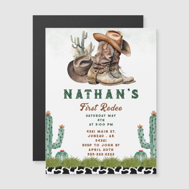 Primeiro Rodeo Ocidental Cowboy Hat Cactus (Frente/Verso)