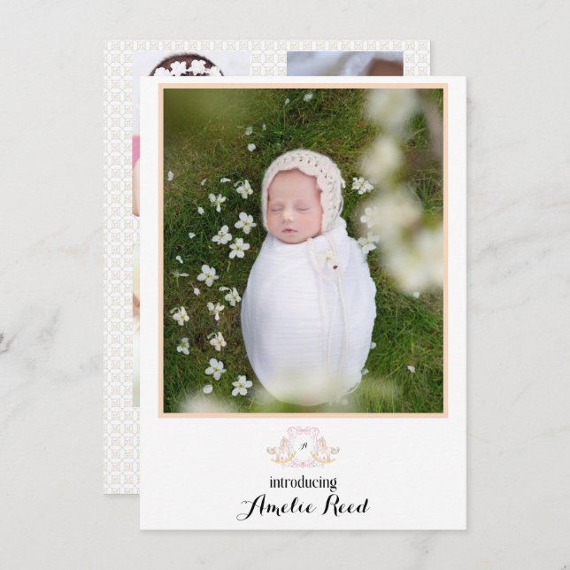 Primeiros Anúncios de Bebê Foto Rosa De Cavalo Fog (Frente/Verso)