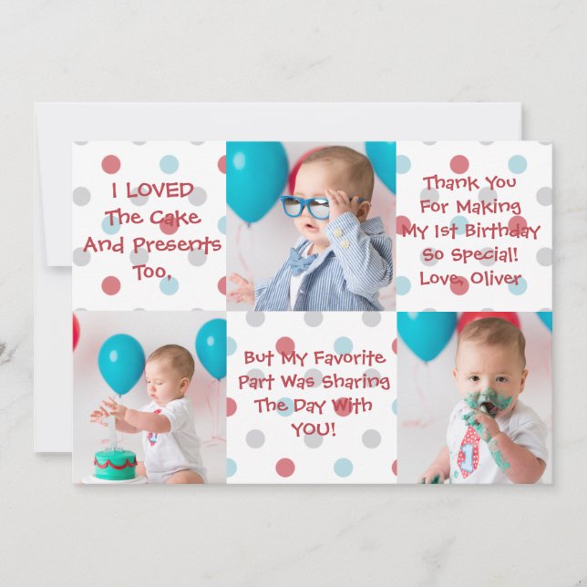 Primeiros cartões de agradecimentos do aniversário (Frente)