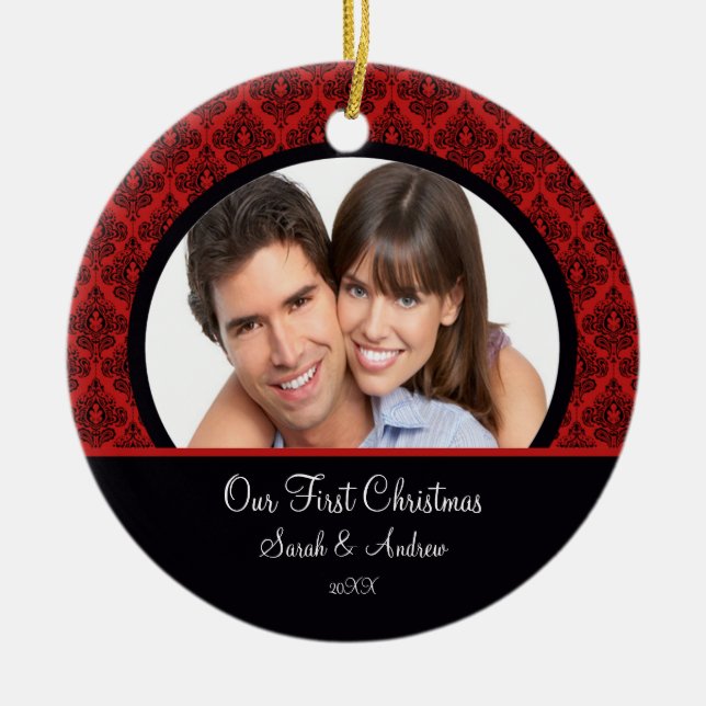 Primeiros enfeites de natal da foto vermelha & (Frente)