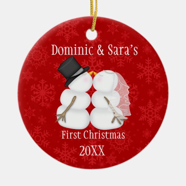 Primeiros enfeites de natal de beijo bonitos do (Frente)