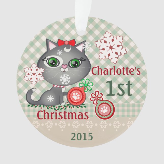 Primeiros enfeites de natal do gato feito sob (Frente)