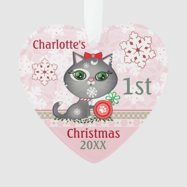 Primeiros enfeites de natal do gato feito sob (Frente)