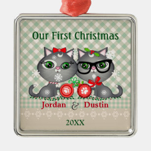 Primeiros enfeites de natal dos gatos feitos sob