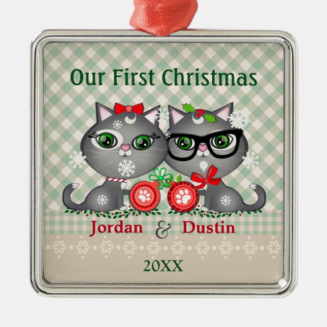 Primeiros enfeites de natal dos gatos feitos sob (Frente)