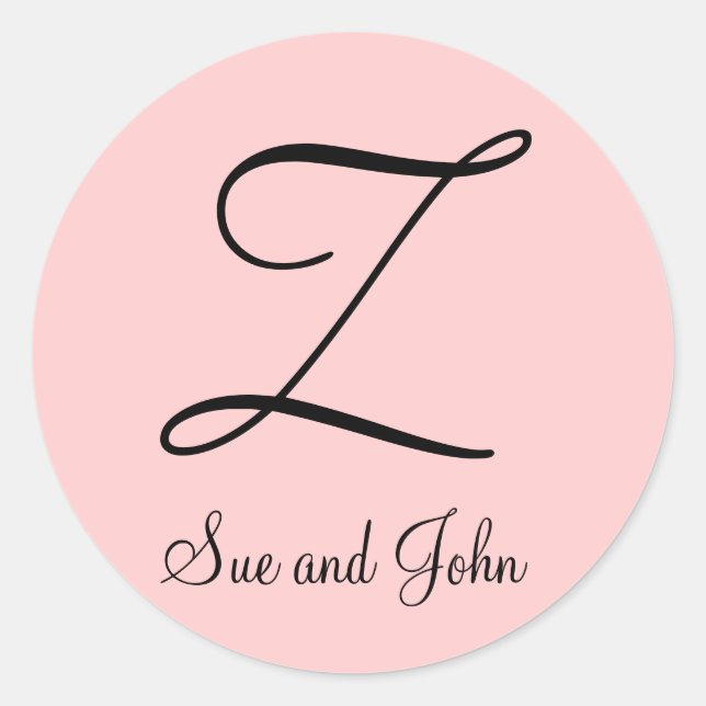 Primeiros nomes e preto inicial no adesivo rosa (Frente)