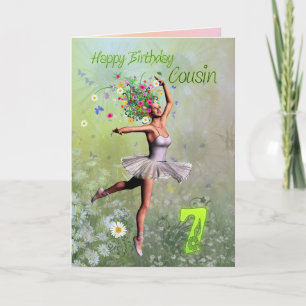 Primo 7, cartão de aniversário de fada de flores
