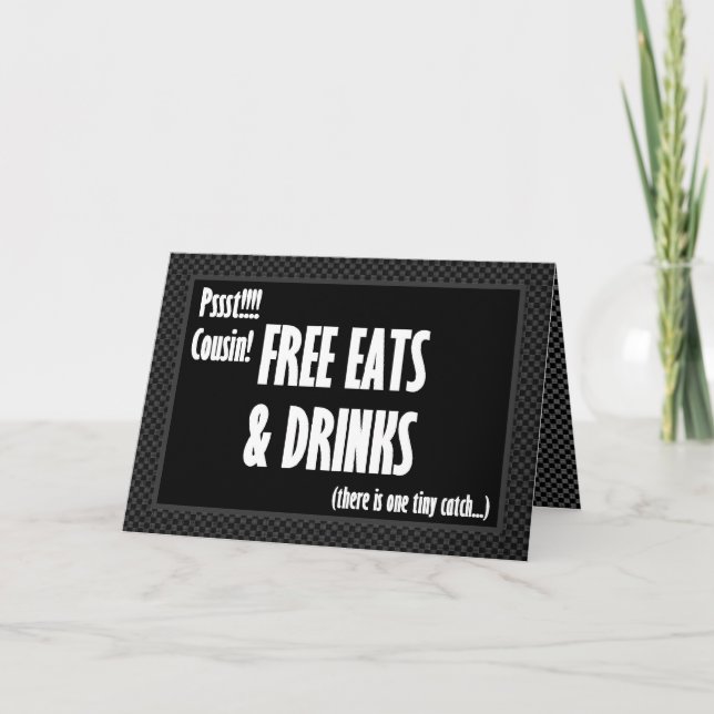 PRIMO Convite Usher Engraçado Comida Grátis (Frente)