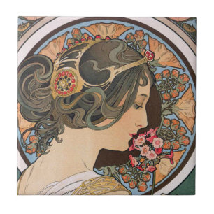 Prímula por Alphonse Mucha - arte Nouveau do