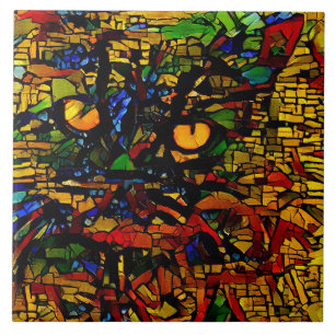 Prin de arte colorida de gatos do mosaico