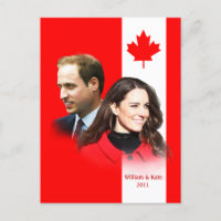 Prince William - Kate Middleton Canada Cartão post