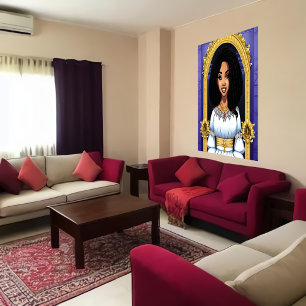 Princesa Africana Negra   AI Art Poster