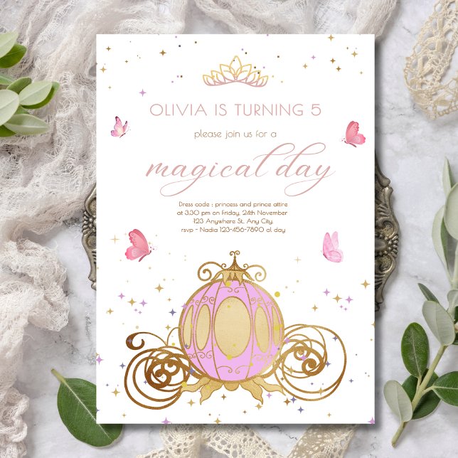 Princesa Aniversário convite Princesa Carruagem (Criador carregado)
