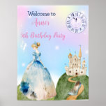 Princesa Birthday Kids Poster de Boas-vindas<br><div class="desc">Era uma vez,  a princesa estava virando...  Linha de Aniversário que pode ser editada. Convites e outras festas de aniversário.. Feliz aniversário!</div>