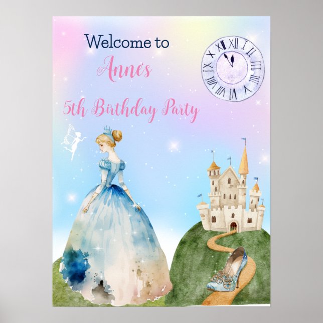 Princesa Birthday Kids Poster de Boas-vindas (Frente)