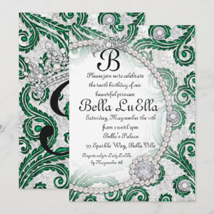 Princesa Bling Diamond Pearls Convites de festas