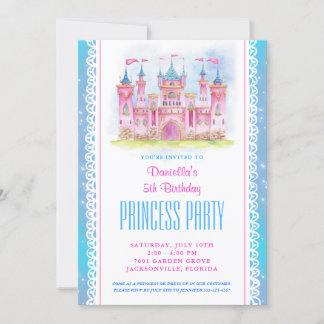 Princesa Castle Birthday - Convite Azul