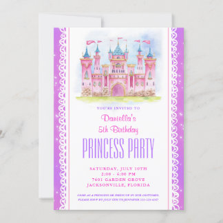 Princesa Castle Birthday - Convite Roxo