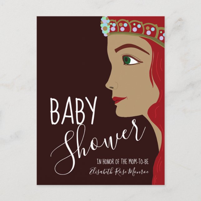 Princesa Chá de fraldas Vermelho Convite (Frente)