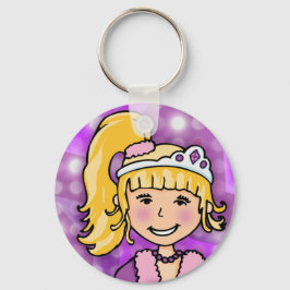 Princesa chaveiro púrpura de cabelos loiros