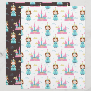 Princesa com Papel de Escrapbook em Castelo e Nuve