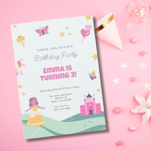 Princesa Convite de aniversário Unicorn