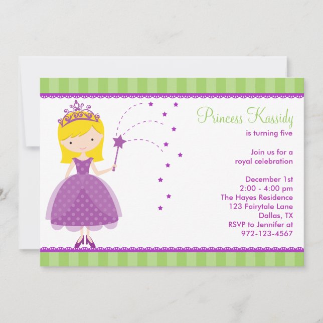 Princesa Convites de aniversário (Frente)