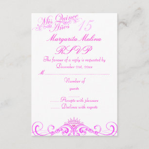 Princesa cor-de-rosa Tiara Quinceanera RSVP