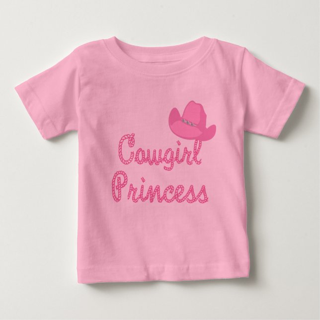 Princesa Cowgirl Com Camisas De Chapéu Rosa (Frente)