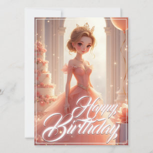 Princesa de aniversário em um palhaço rosa-sonho
