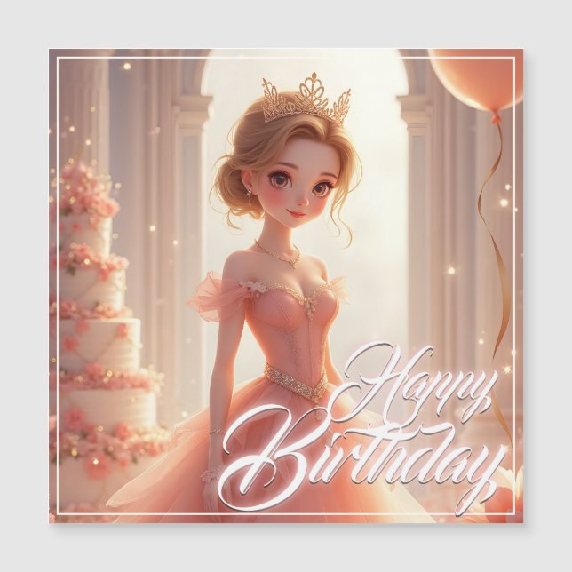 Princesa de Aniversário em um Vestido Rosa Sonhado (Frente)