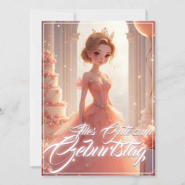 Princesa de aniversário em vestido rosa dos sonhos (Frente)